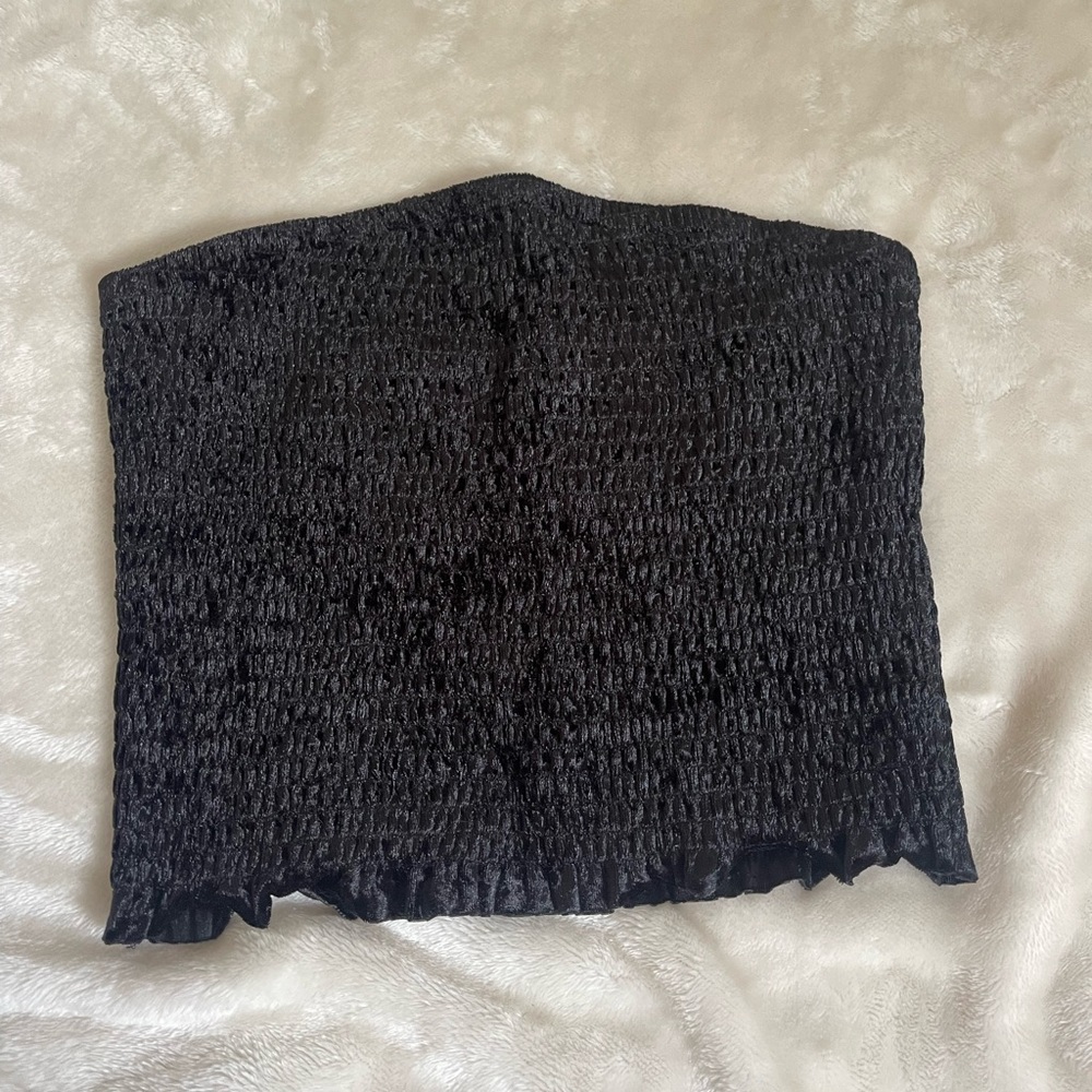 garage black ribbed velvet tube top